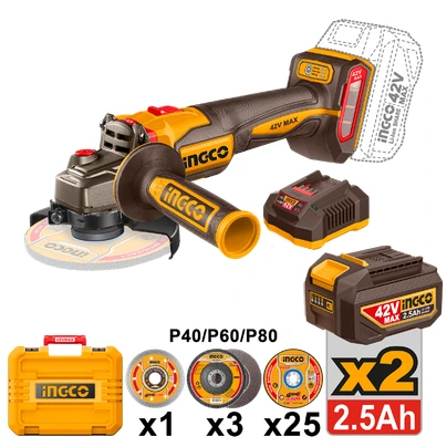 Amoladora Ang.4-1/2”1280W 42V 2.5Ahx2 Ingco (Cagli4128112)