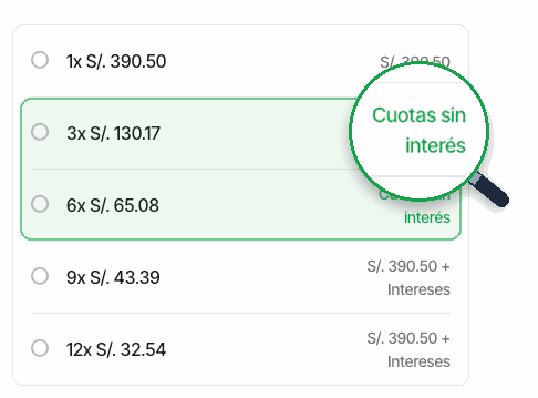 Ejemplo de Cuotas sin interés en Mercado Pago